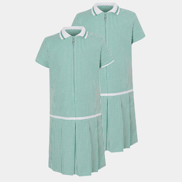 Girls Collar Gingham Zip Up 2pk School Dress from You Know Who's