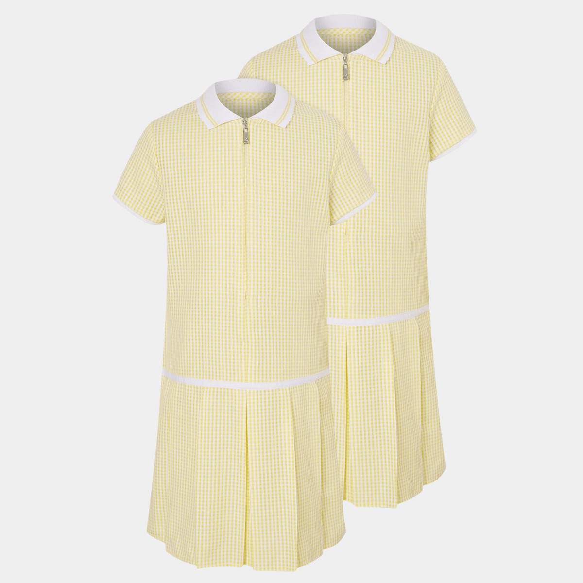 Girls Collar Gingham Zip Up 2pk School Dress from You Know Who's