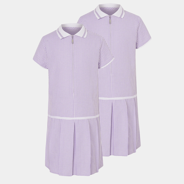 Girls Collar Gingham Zip Up 2pk School Dress from You Know Who's