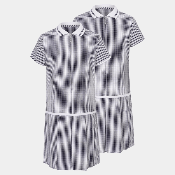 Girls Collar Gingham Zip Up 2pk School Dress from You Know Who's