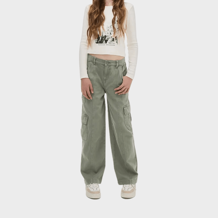 Girls Cotton Khaki Wide Leg Cargo Pants (6 - 16Y) from You Know Who's