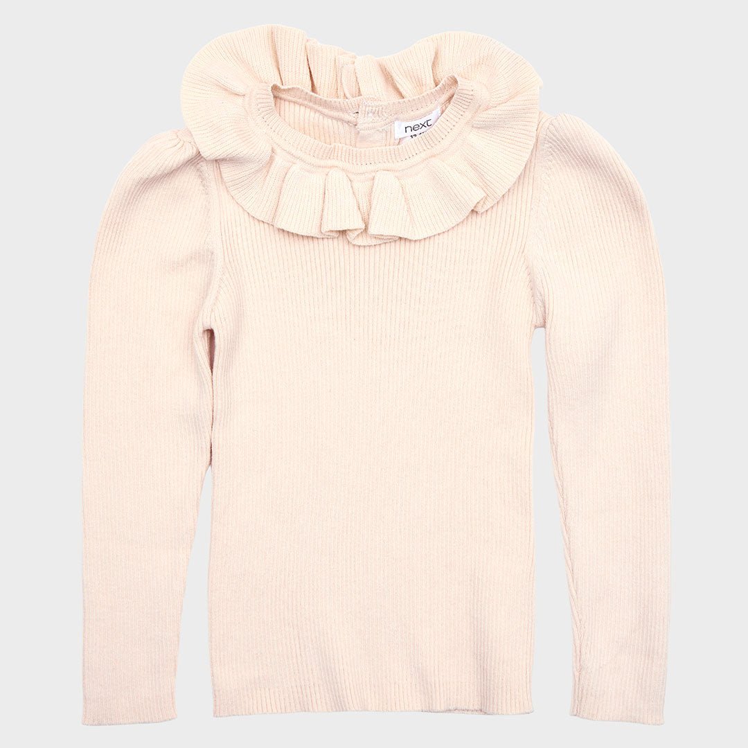 Girls Cream Frill Neck Jumper from You Know Who's