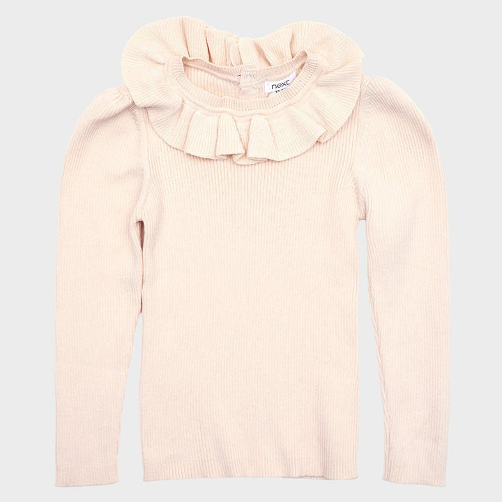 Girls Cream Frill Neck Jumper from You Know Who's