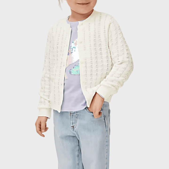 Girls Cream Pointelle Cardigan from You Know Who's