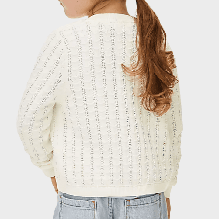 Girls Cream Pointelle Cardigan from You Know Who's