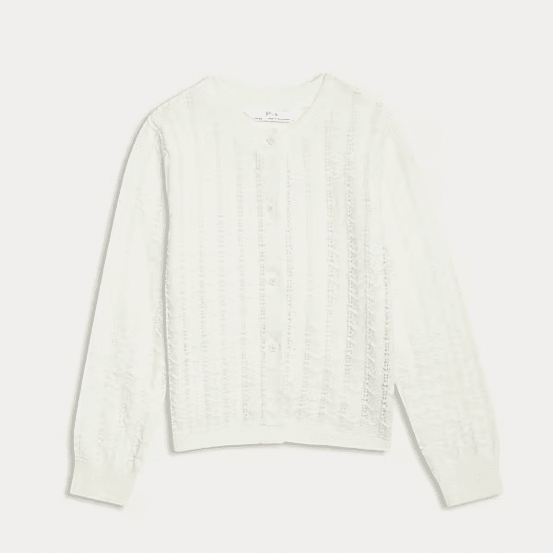 Girls Cream Pointelle Cardigan from You Know Who's