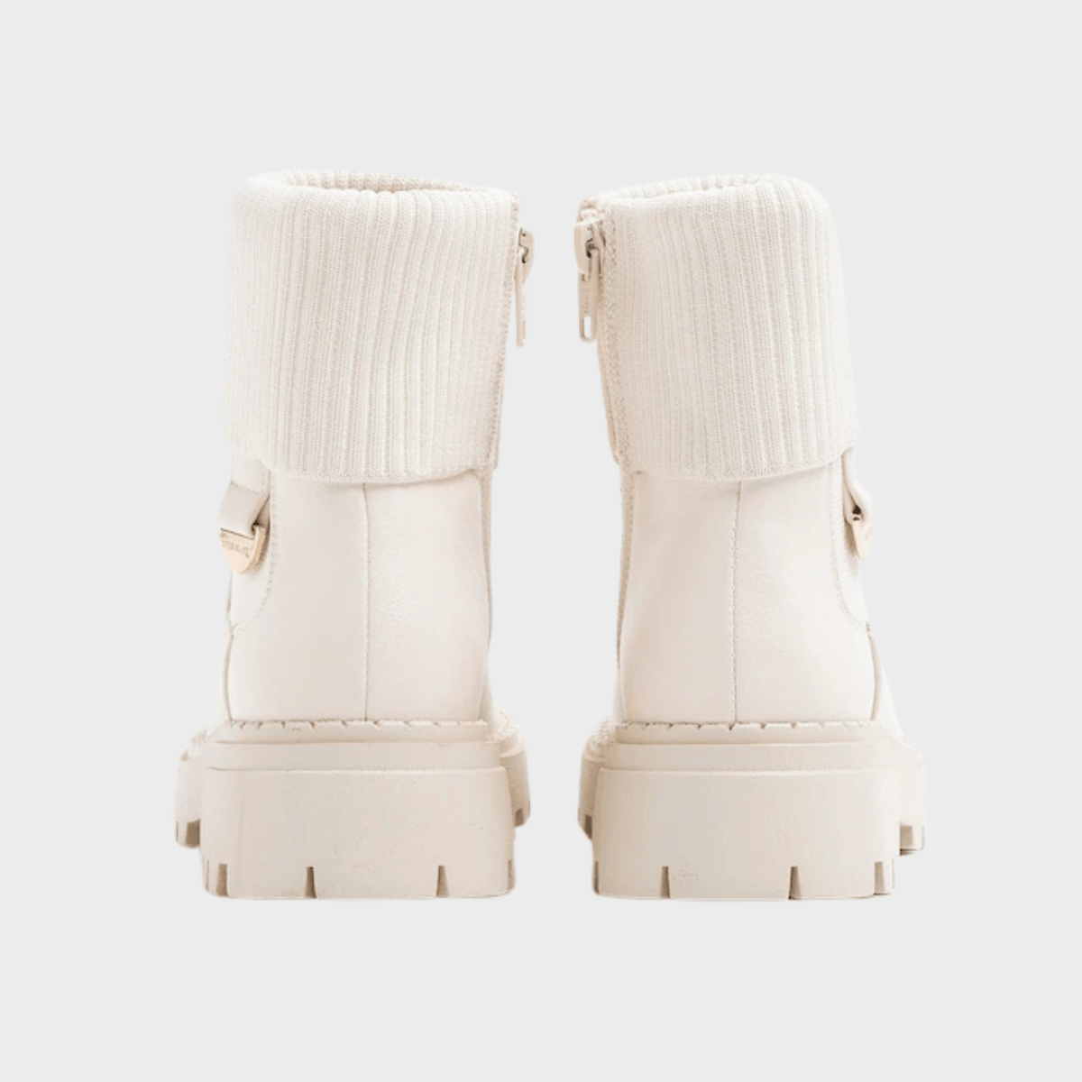 Girls Cream Roll Knit Chelsea Boots from You Know Who's