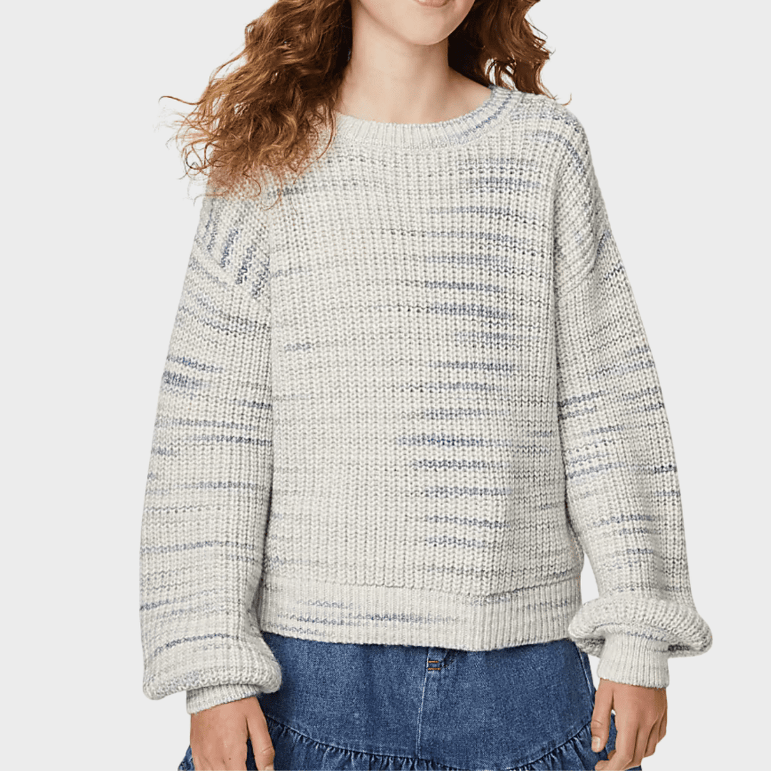Girls Ecru Knitted Crew Jumper from You Know Who's