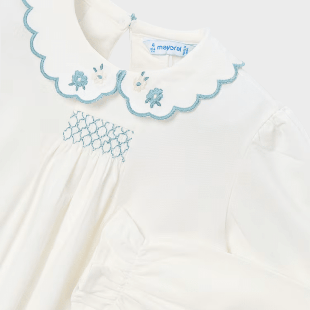 Girls Frill Neck Embroidered Top (4 - 10Y) from You Know Who's