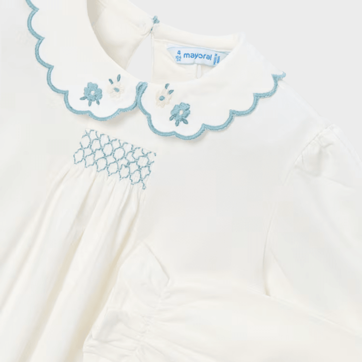 Girls Frill Neck Embroidered Top (4 - 10Y) from You Know Who's