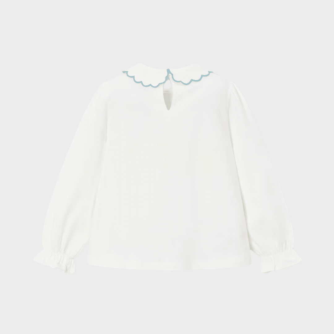 Girls Frill Neck Embroidered Top (4 - 10Y) from You Know Who's