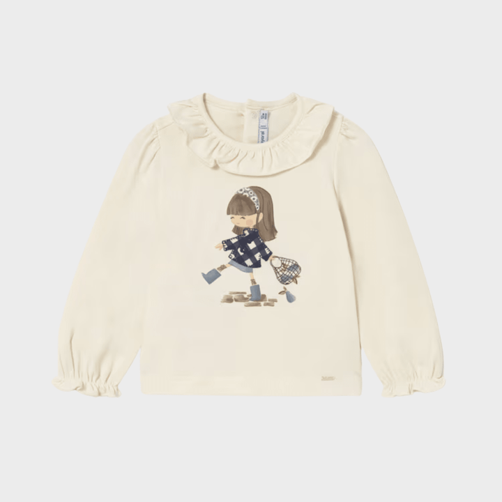 Girls Frill Neck Navy Printed Top (6M - 4Y) from You Know Who's