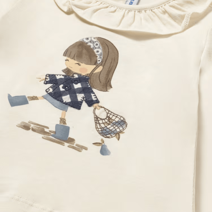 Girls Frill Neck Navy Printed Top (6M - 4Y) from You Know Who's