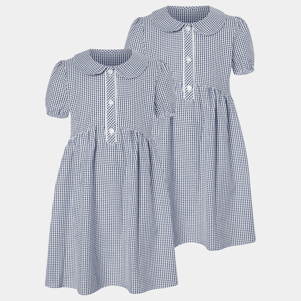 Girls Gingham Button 2pk School Dress from You Know Who's