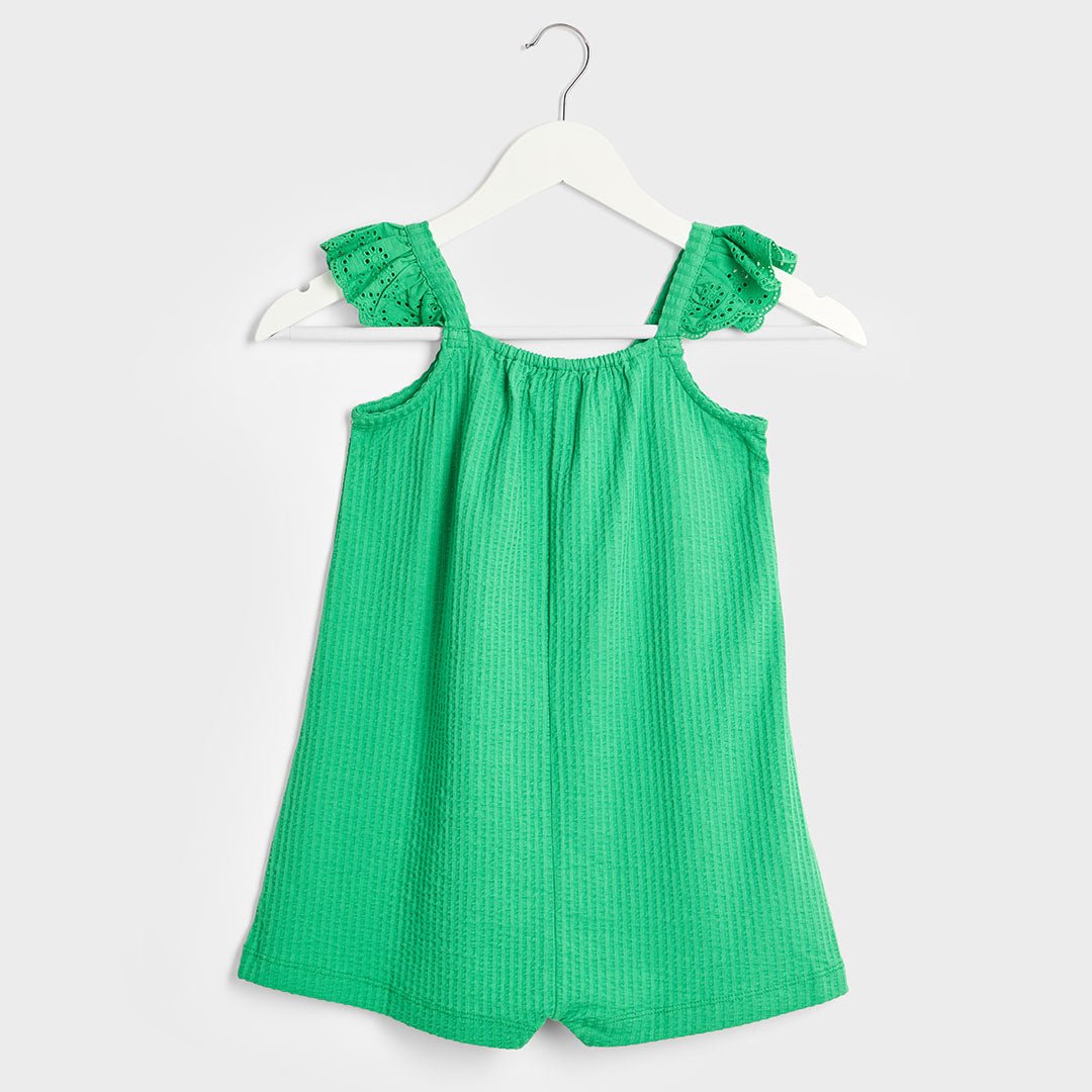 Girls Green Seersucker Romper (1M-6Y)
