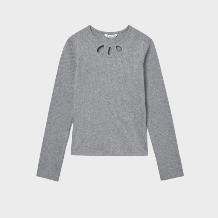 Girls Grey Cut Out Ribbed Top (8 - 16Y) from You Know Who's