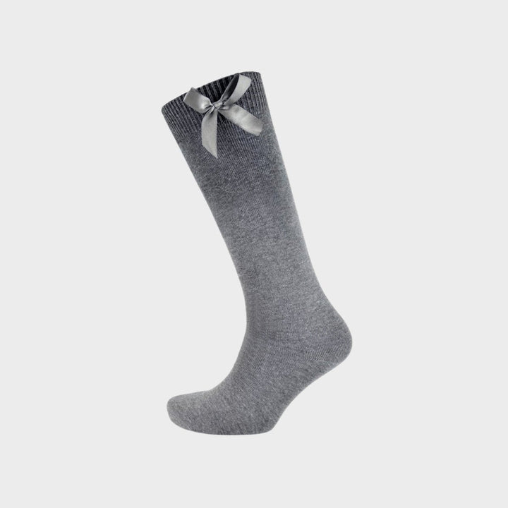 Girl`s Grey Knee High Socks with Bow from You Know Who's