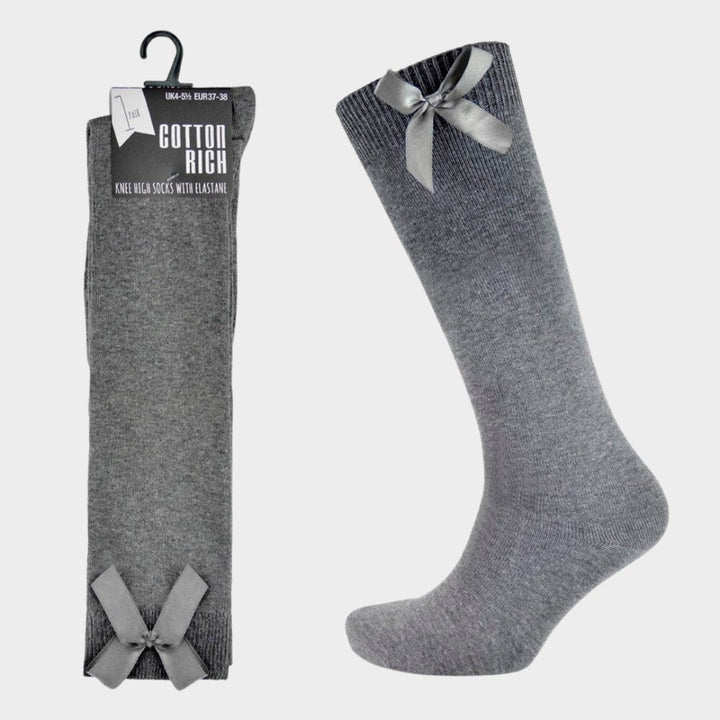 Girl`s Grey Knee High Socks with Bow from You Know Who's