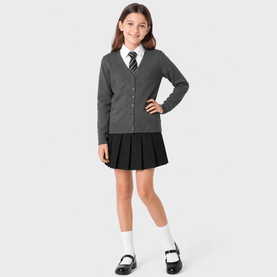Girls Grey School Cardigan from You Know Who's