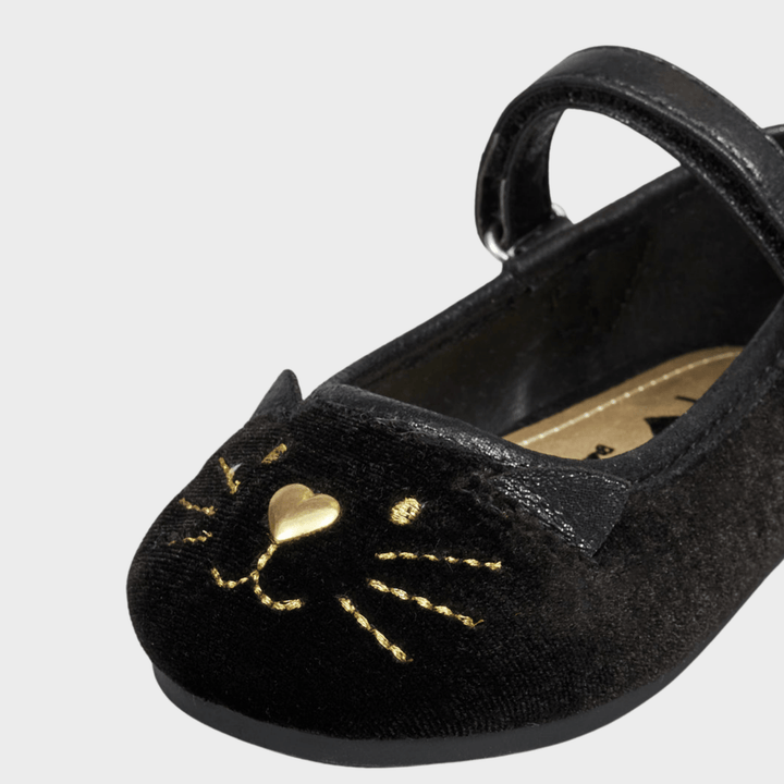 Girls Kitty Bar Shoe Black from You Know Who's