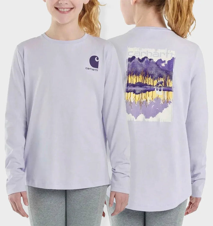 Girls Lilac Long Sleeve Carhartt Logo Top from You Know Who's