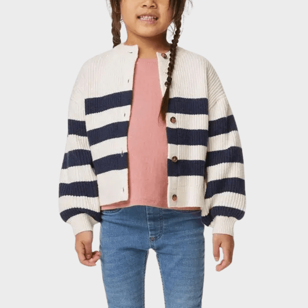 Girls Navy and Cream Striped Cardigan from You Know Who's
