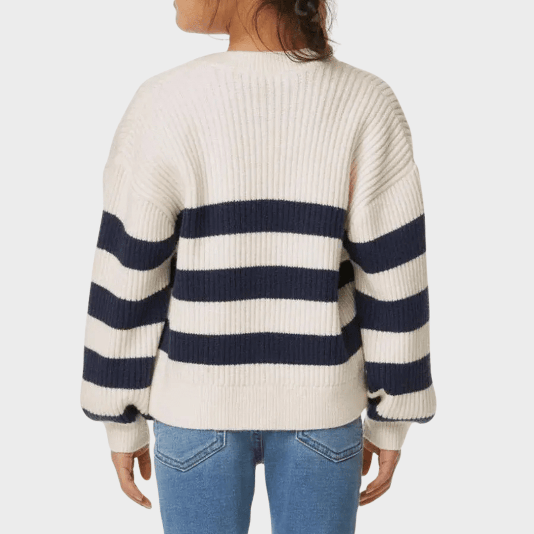 Girls Navy and Cream Striped Cardigan from You Know Who's