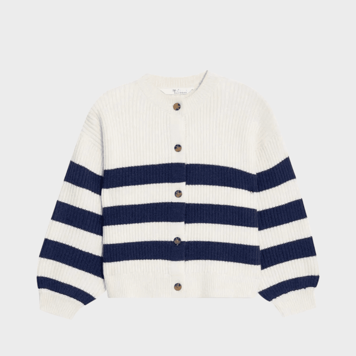 Girls Navy and Cream Striped Cardigan from You Know Who's