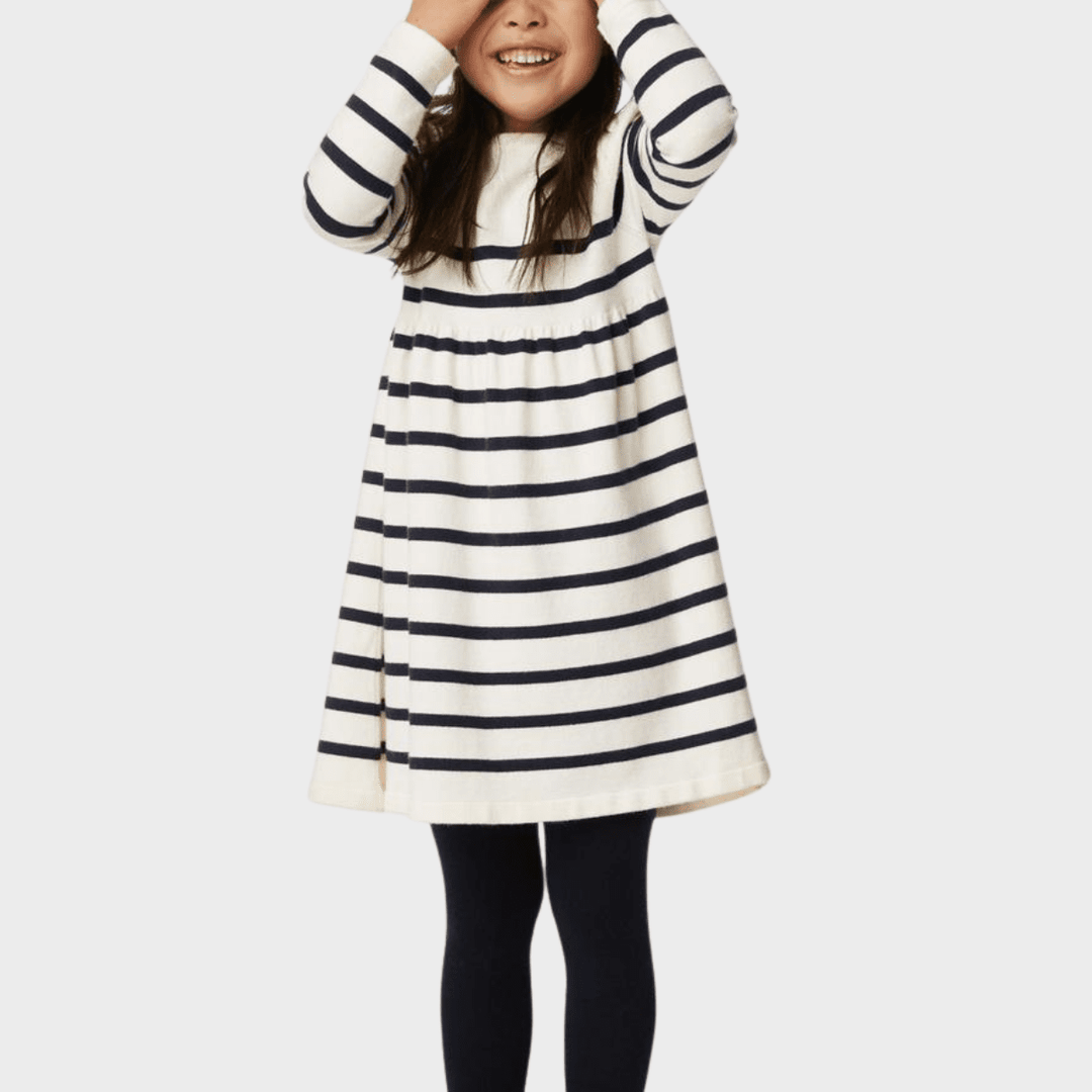 Girls Navy Stripe Dress and Tights from You Know Who's