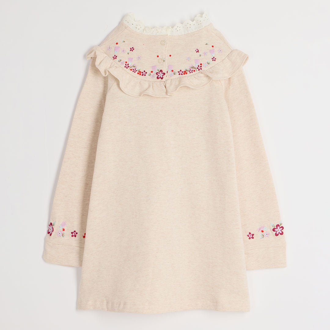 Girls Oatmeal Floral Long Sleeve Dress from You Know Who's