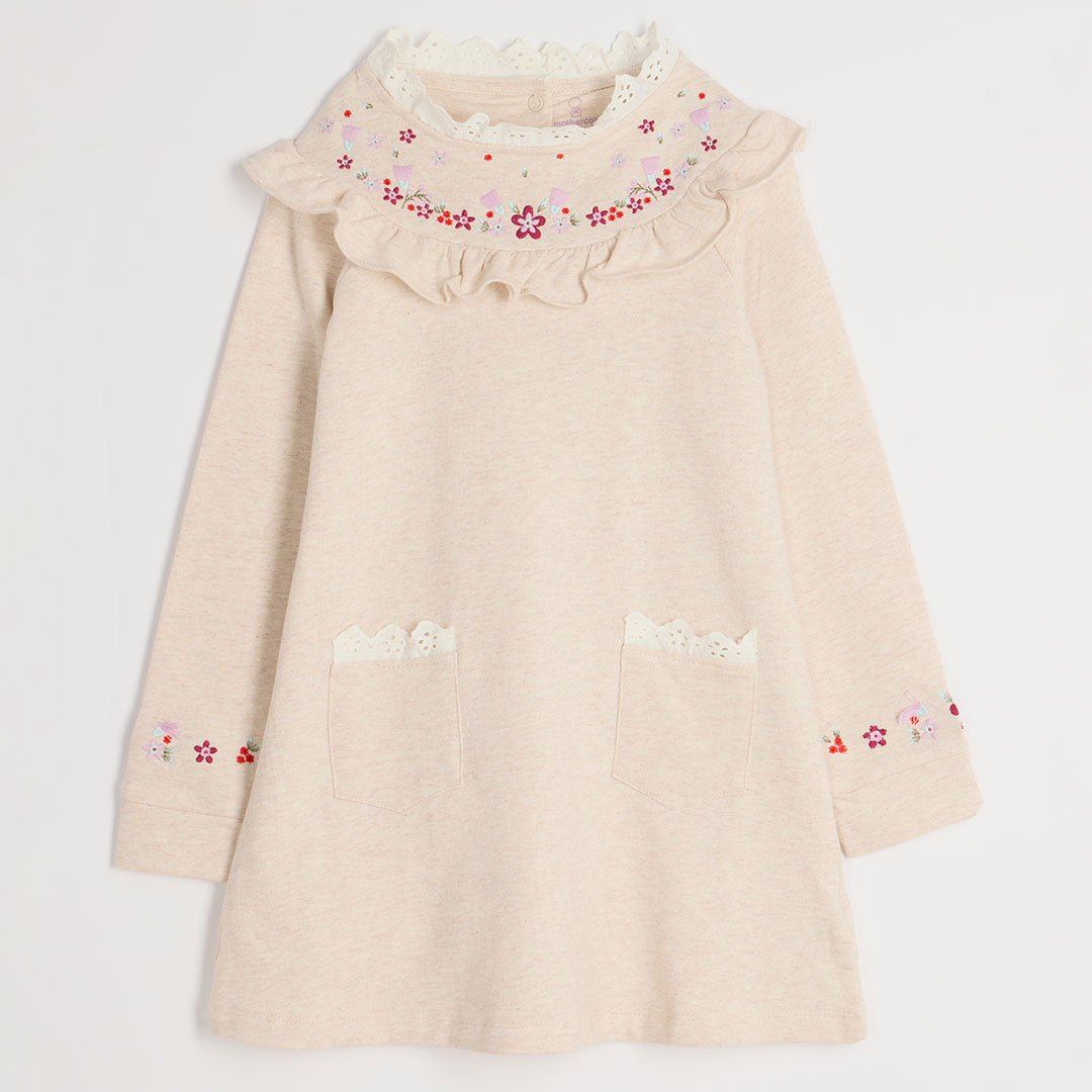 Girls Oatmeal Floral Long Sleeve Dress from You Know Who's