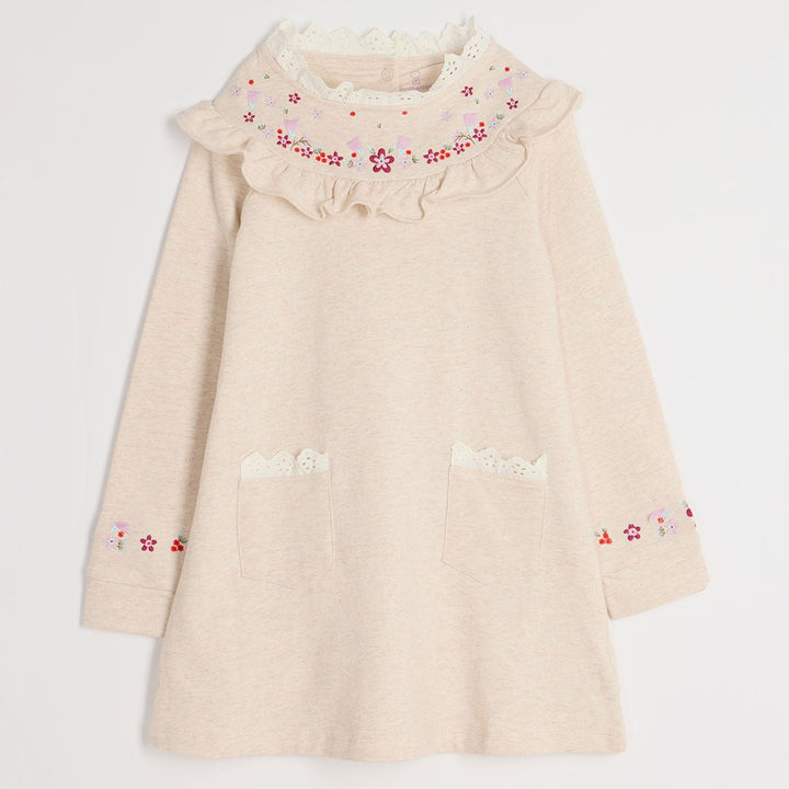 Girls Oatmeal Floral Long Sleeve Dress from You Know Who's