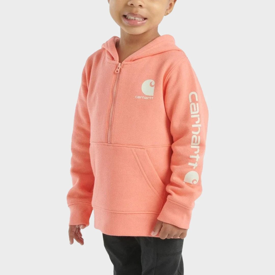 Girls Pale Pink Carhartt 1/4 Zip Hoodie from You Know Who's