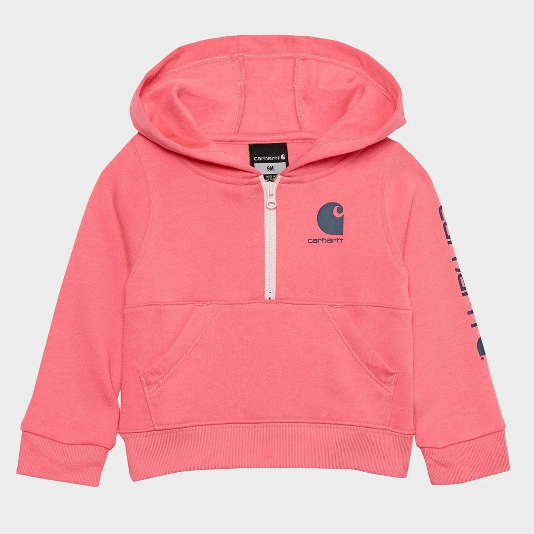 Girls Pink Carhartt 1/4 Zip Hoodie from You Know Who's