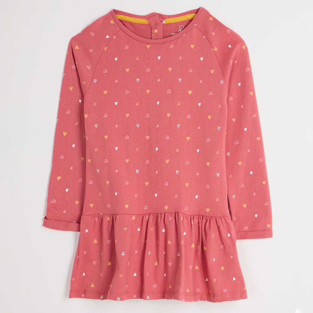 Girls Pink Mini Heart Long Sleeve Dress from You Know Who's