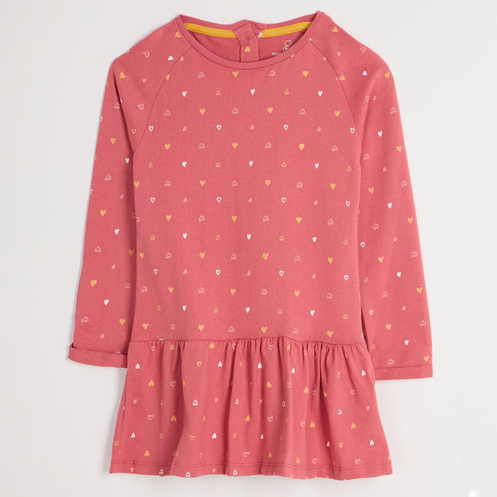 Girls Pink Mini Heart Long Sleeve Dress from You Know Who's