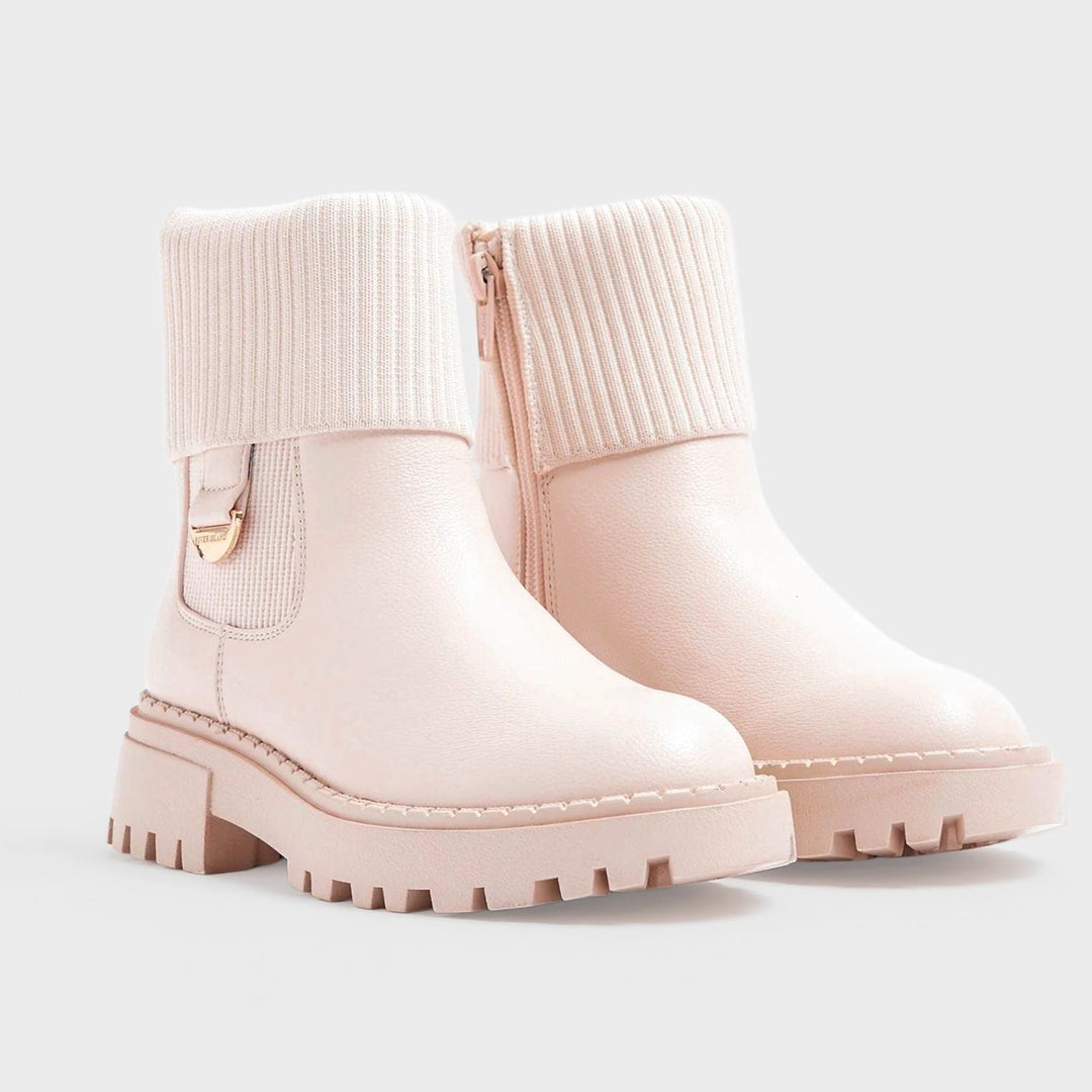 Girls Pink Roll Knit Chelsea Boots from You Know Who's