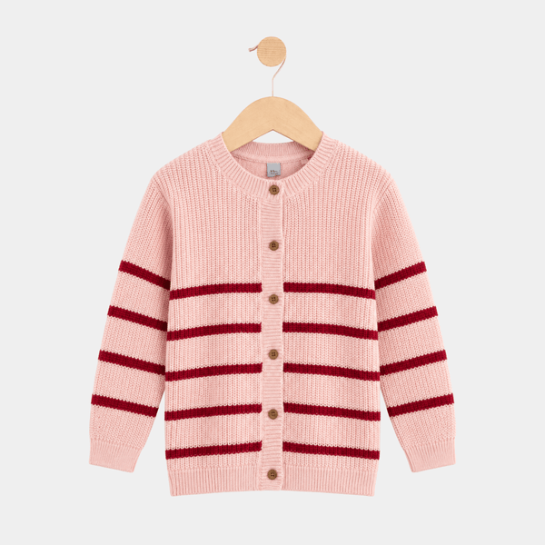 Girls Pink Stripe Cardigan from You Know Who's