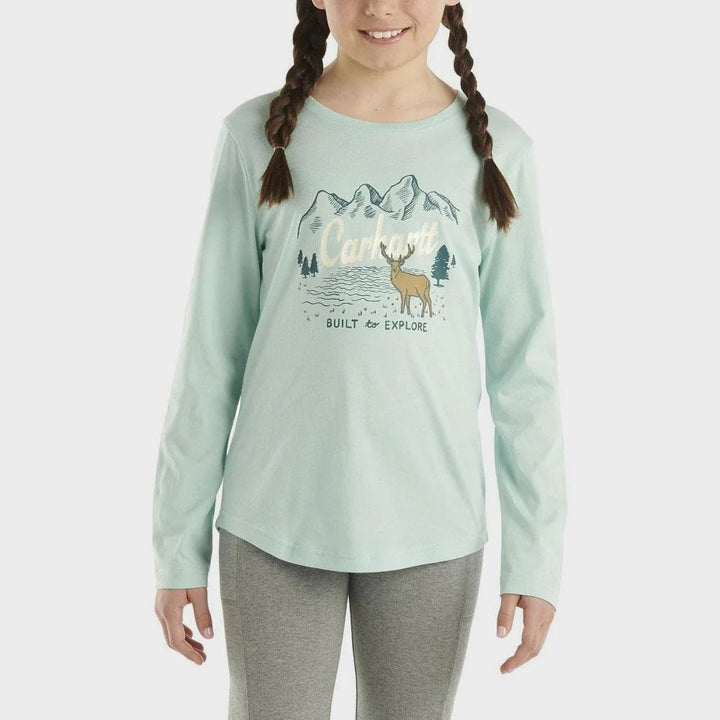 Girls Printed Aqua Deer Long Sleeve Carhartt Top from You Know Who's