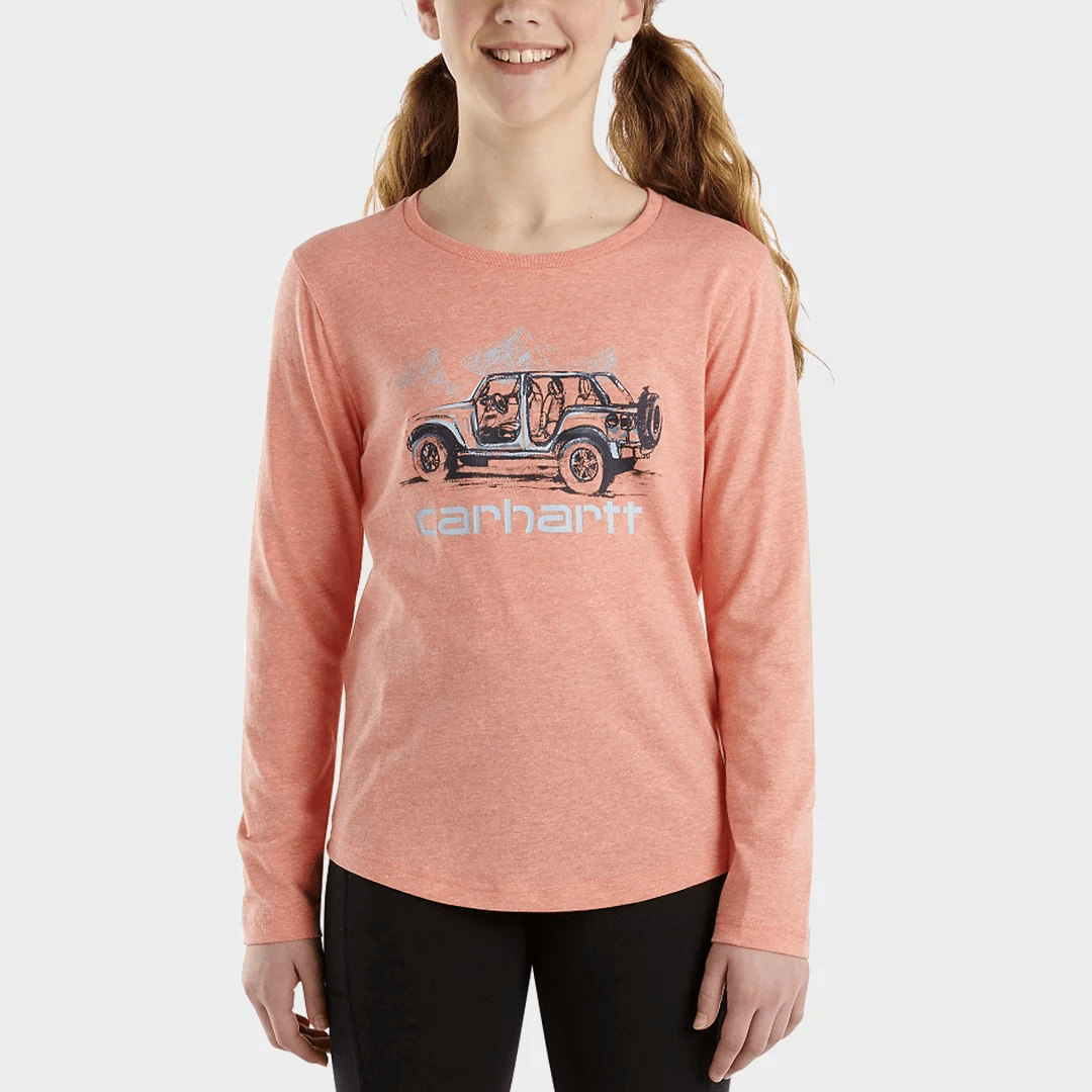 Girls Printed Coral Jeep Long Sleeve Carhartt Top from You Know Who's