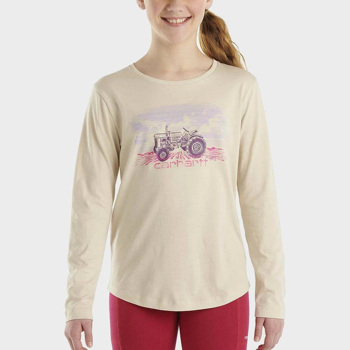 Girls Printed Cream Tractor Long Sleeve Carhartt Top from You Know Who's