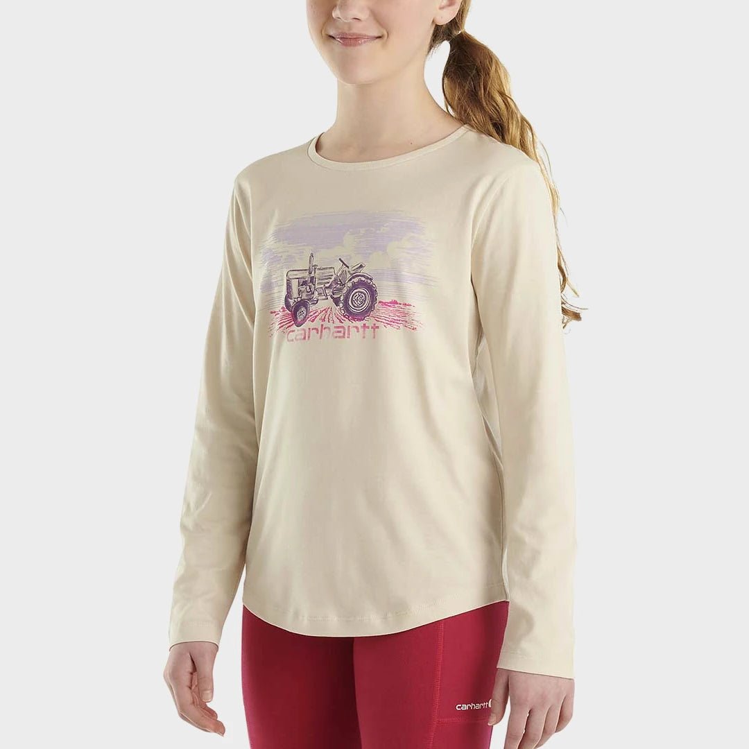 Girls Printed Cream Tractor Long Sleeve Carhartt Top from You Know Who's