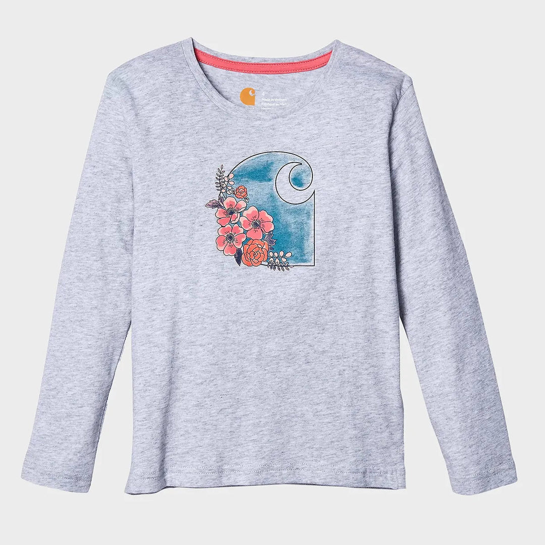 Girls Printed Grey Flower Long Sleeve Carhartt Top from You Know Who's