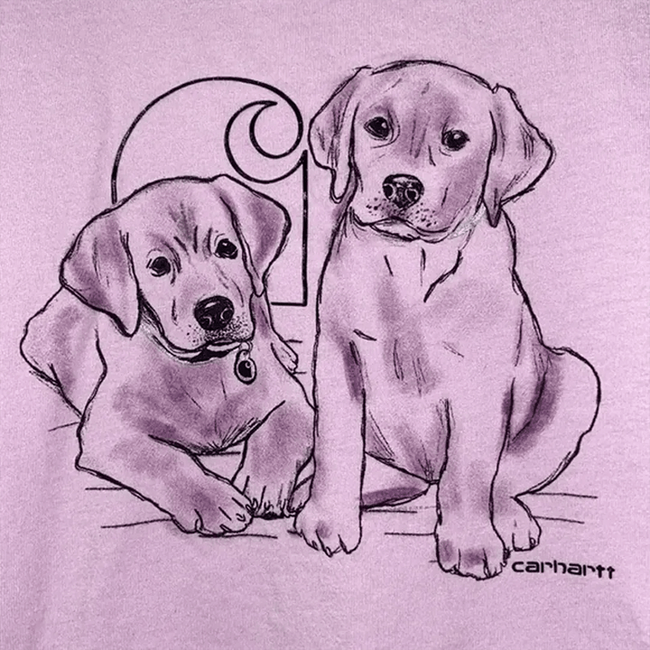 Girls Printed Lilac 2 Dogs Long Sleeve Carhartt Top from You Know Who's