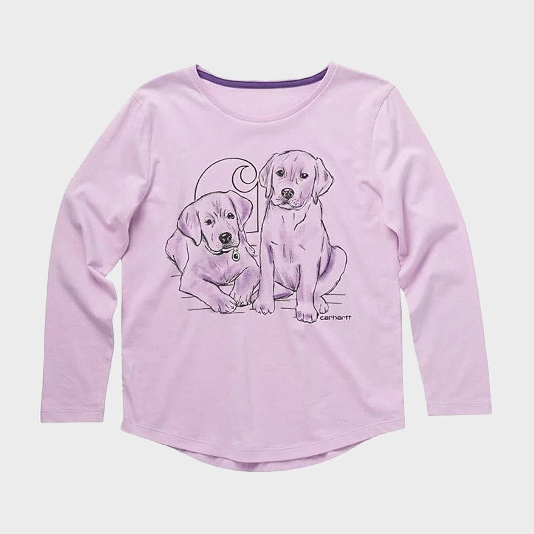 Girls Printed Lilac 2 Dogs Long Sleeve Carhartt Top from You Know Who's