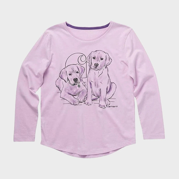 Girls Printed Lilac 2 Dogs Long Sleeve Carhartt Top from You Know Who's