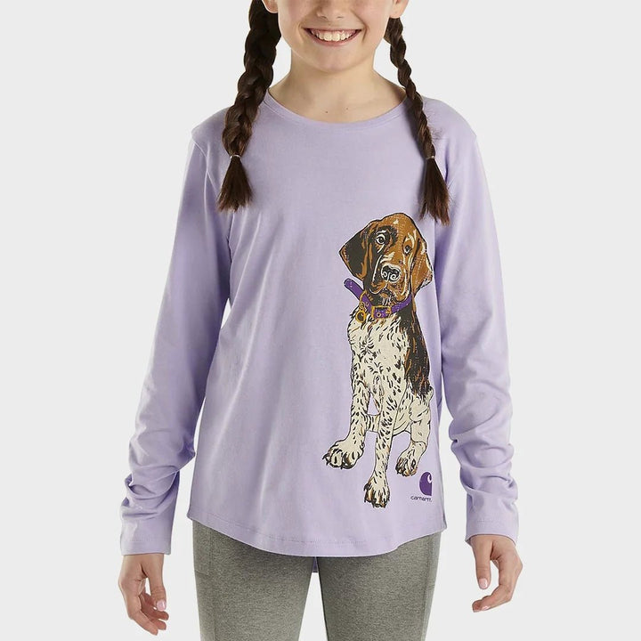 Girls Printed Lilac Dog Long Sleeve Carhartt Top from You Know Who's