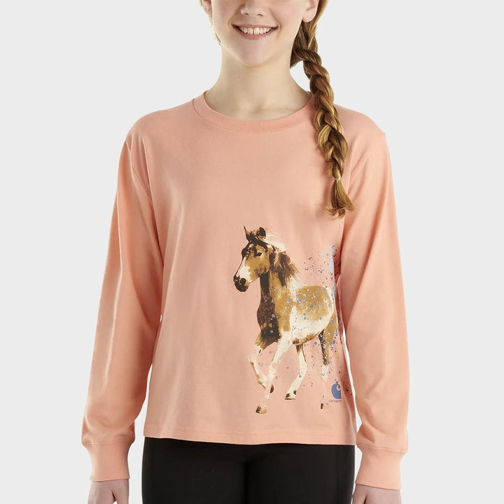 Girls Printed Orange Horse Long Sleeve Carhartt Top from You Know Who's