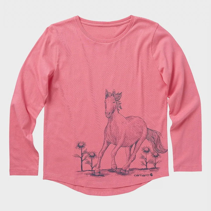 Girls Printed Pink Horse Long Sleeve Carhartt Top from You Know Who's