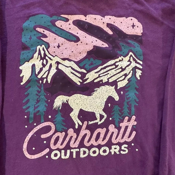 Girls Printed Purple Glitter Horse Long Sleeve Carhartt Top from You Know Who's